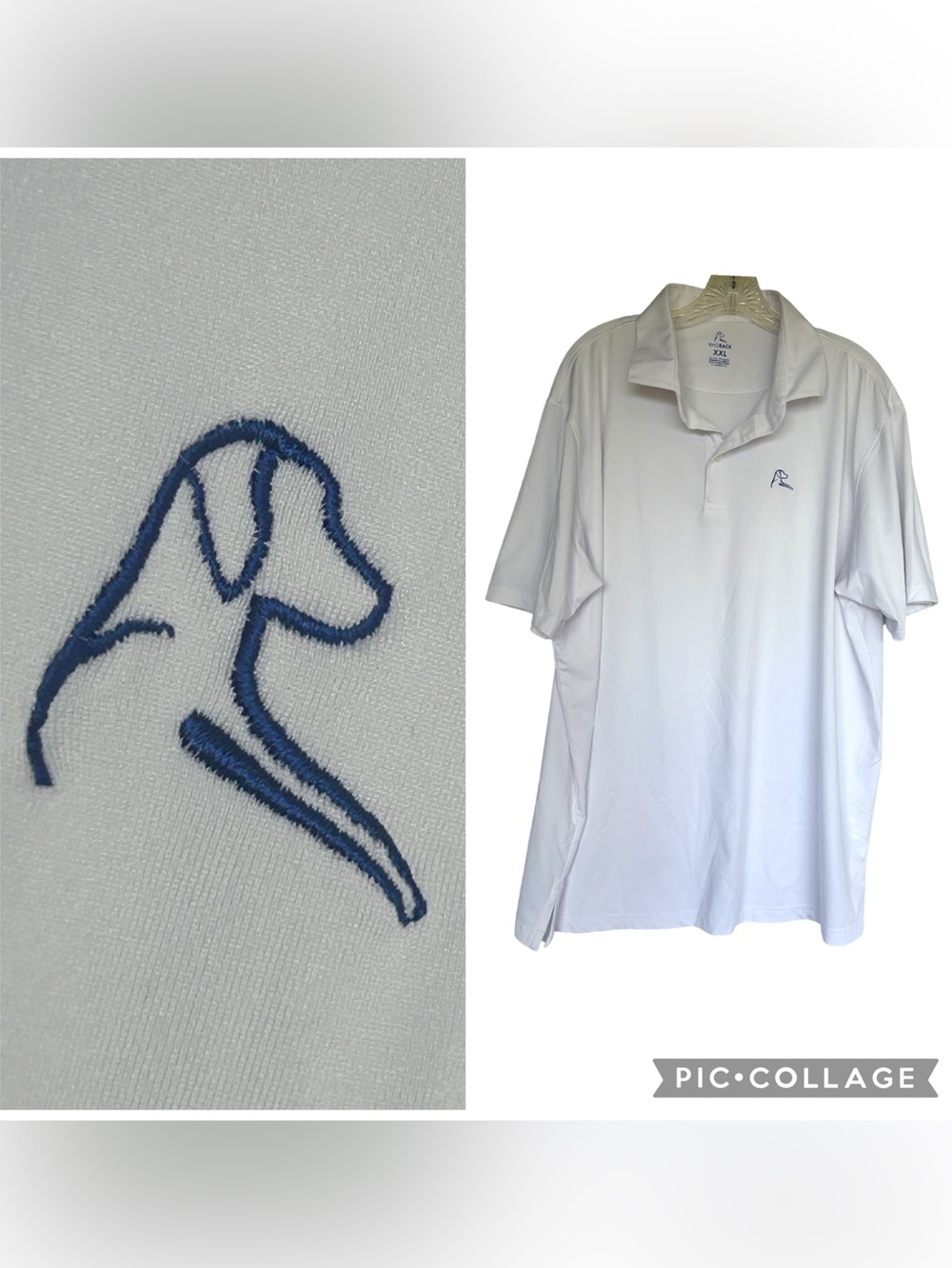 RHOBACK MENS GOLF POLO SHIRT WHITE XXL SHORT SLEEVES WICKING QUICK DRY